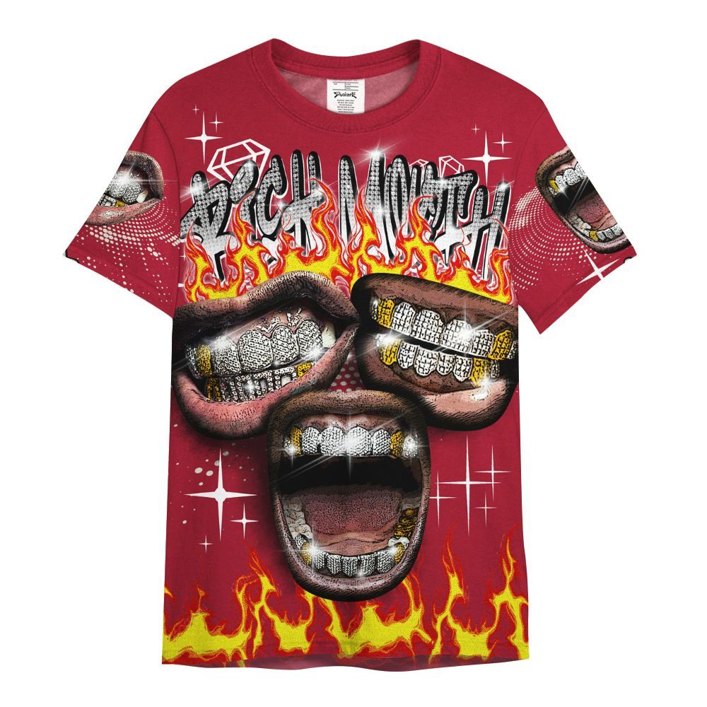 Shirt To Match High OG Black Toe Reimagined 1s - Rich Mouth Fire Rap Retro 90s All Over Print