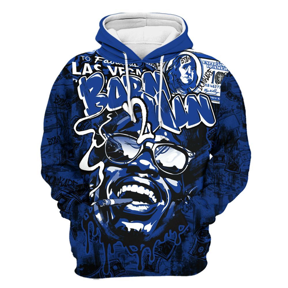 Hoodie To Match Air Foamposite One Royal - Born To Win Money All Over Print