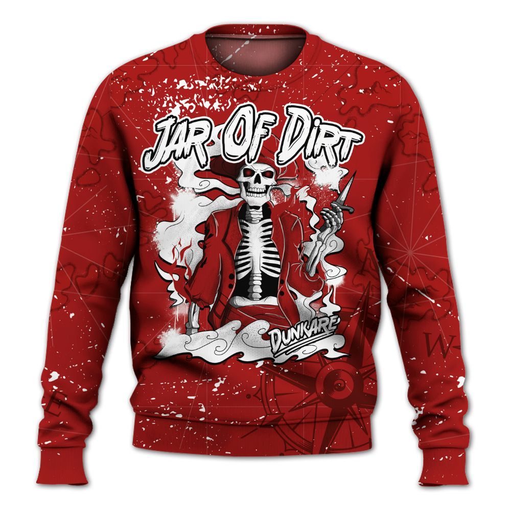 Sweatshirt To Match Red Taxi 12s - Skeleton Jar Of Dirt Retro Red Taxi 12s Outfit All Over Print