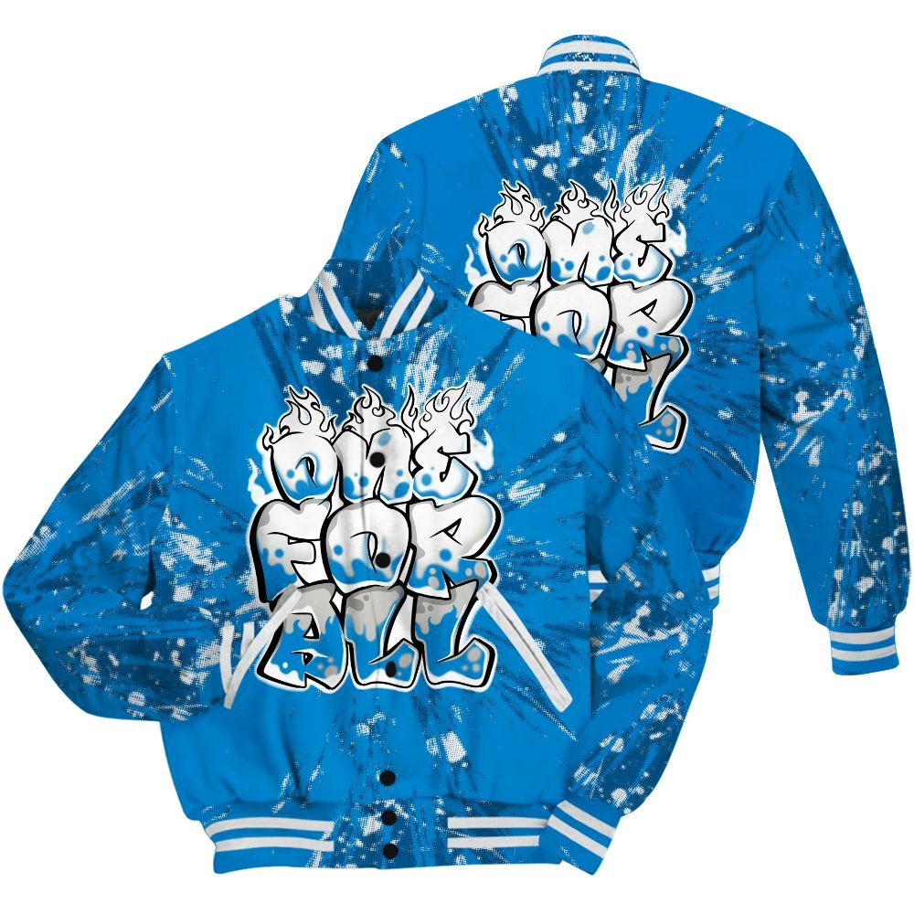 Varsity Jacket To Match Industrial Blue 4s Shirt - Ones For All Graphic Luxury All Over Print