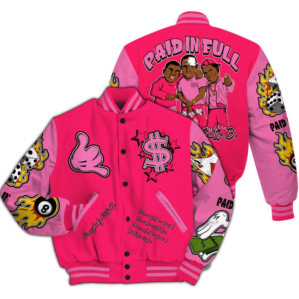 Varsity Jacket To Match Air VaporMax Plus Triple Pink - Everybody Paid In Full Graphic All Over Print
