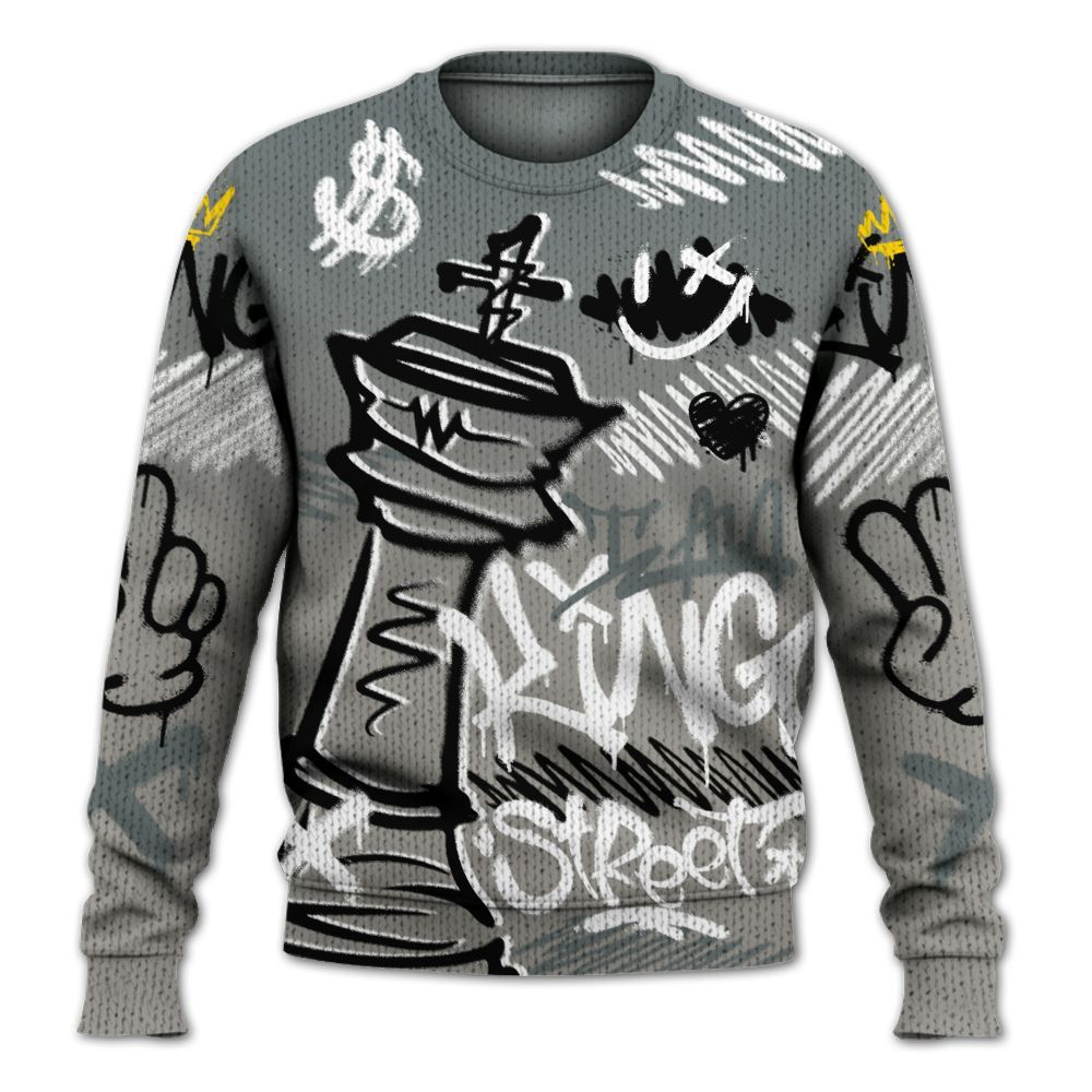Knitted Sweater To Match Cool Grey 9s - Street King Chess Streetwear