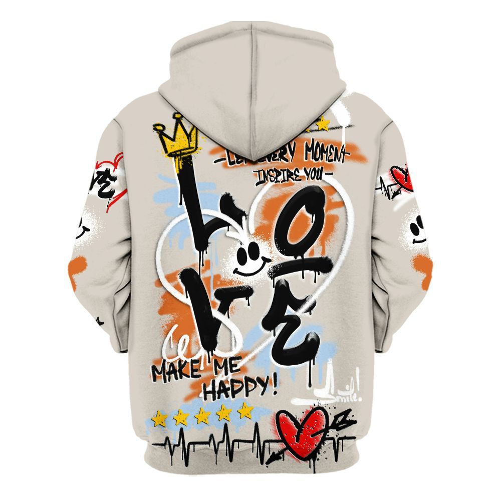 Hoodie To Match SE Craft 5s - Happy Love Beats Graffiti Streetwear All Over Print