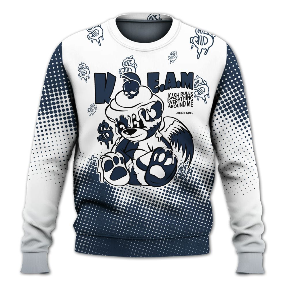Sweatshirt To Match White Midnight Navy 6s - Loot Bear Unique Drip All Over Print