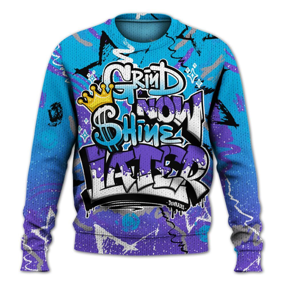 Sweater To Match Retro Aqua 8s - Grind Shine Later Drip Graphic