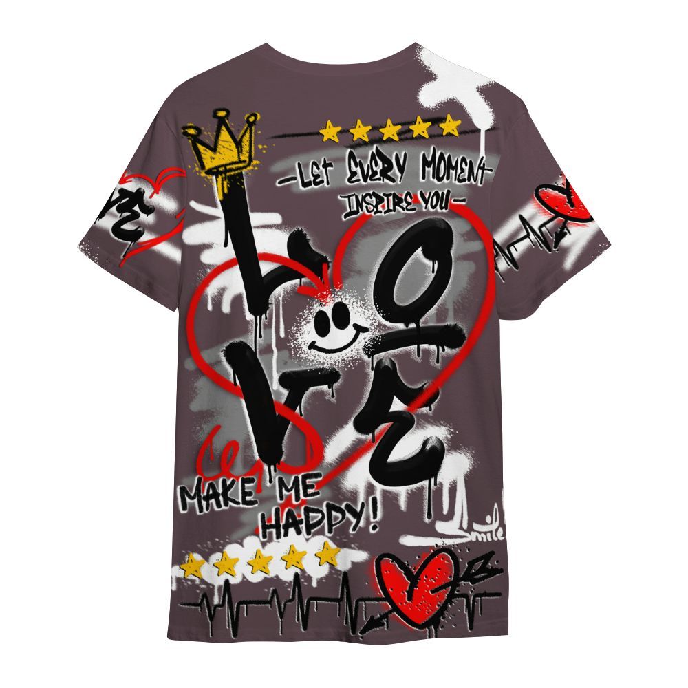 Shirt To Match AMM Black 3s - Happy Love Beats Graffiti Streetwear All Over Print