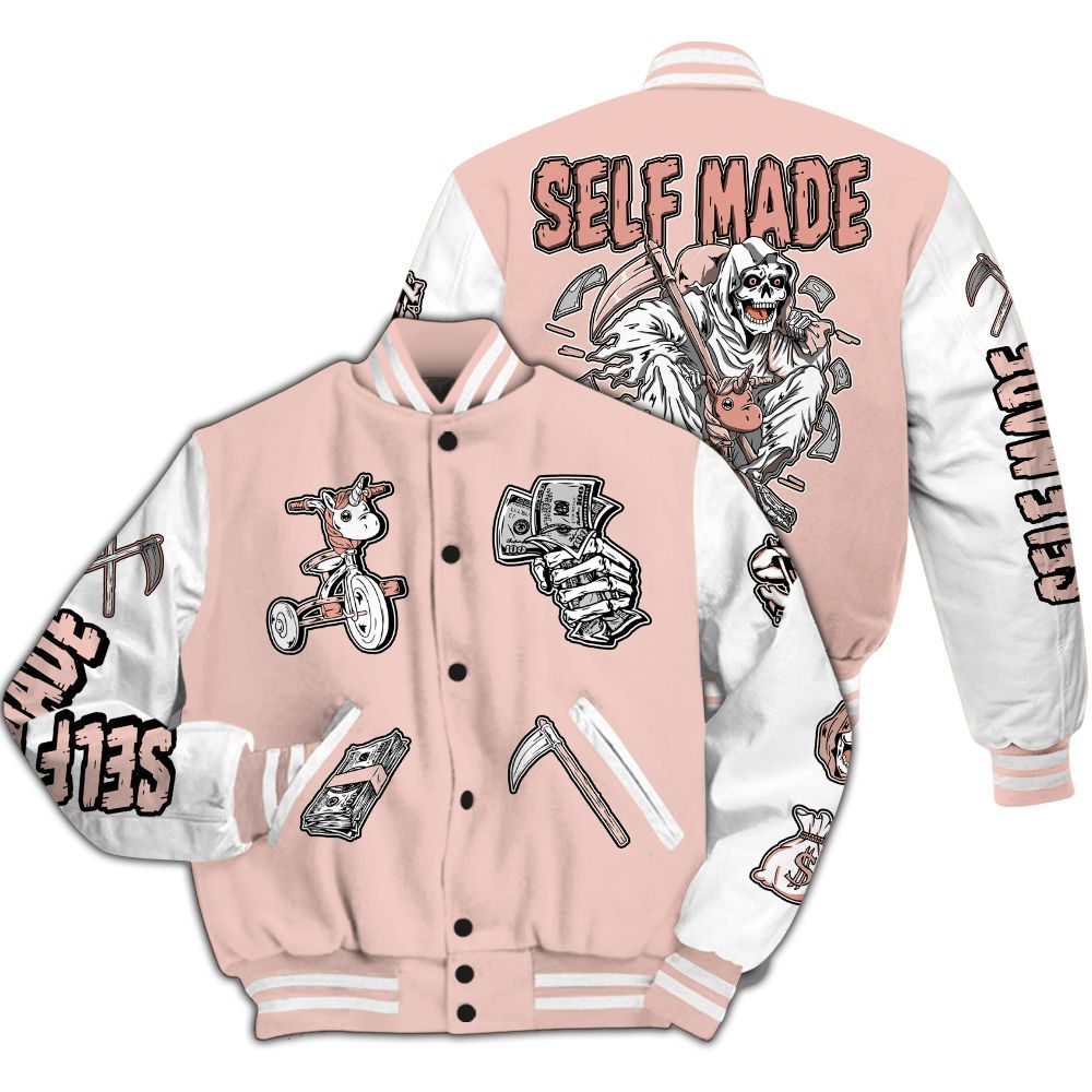 Varsity Jacket To Match Low Legend Pink 11s - Self Make Skeleton All Over Print