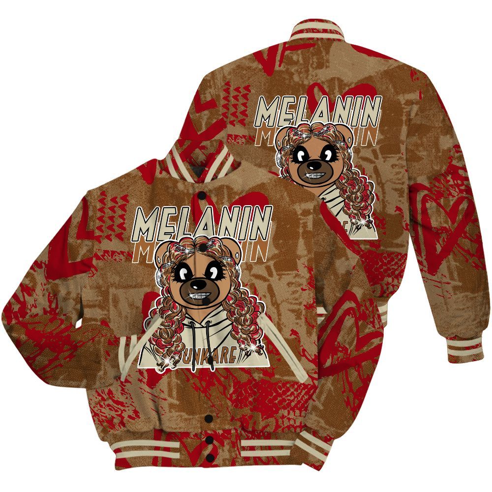Varsity Jacket To Match Archaeo Brown 5s Shirt - Pigments Bear Heart Grunge All Over Print