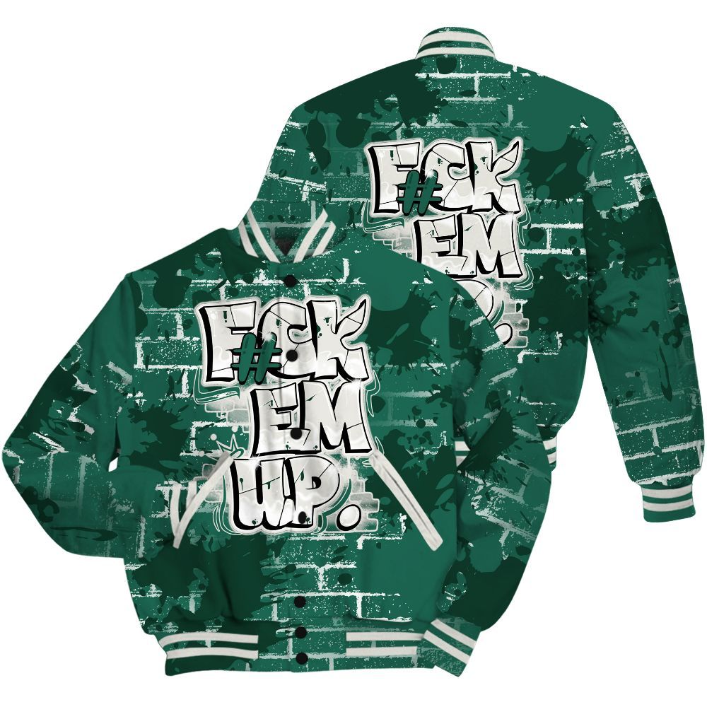 Varsity Jacket To Match Oxidized Green 4s Shirt - F#ck Em Graphic Brick Art All Over Print