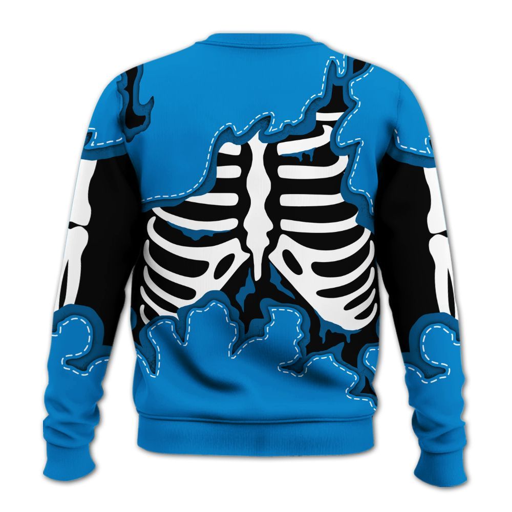 Sweatshirt To Match Industrial Blue 4s - Skeleton Smiley Face Military Blue 4s All Over Print