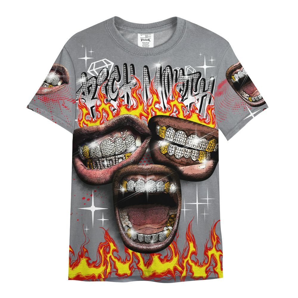 Shirt To Match Black Cement 3s - Rich Mouth Fire Rap Retro 90s All Over Print