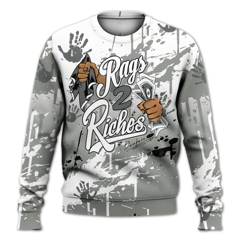 Sweatshirt To Match Paris Cement Grey 4s - Rag 2 Riches All Over Print
