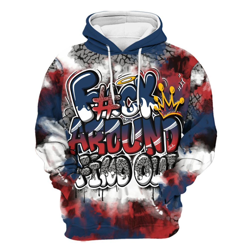 Hoodie To Match SP Sport Royal 3s - Tie Dye FK Around Find Out All Over Print