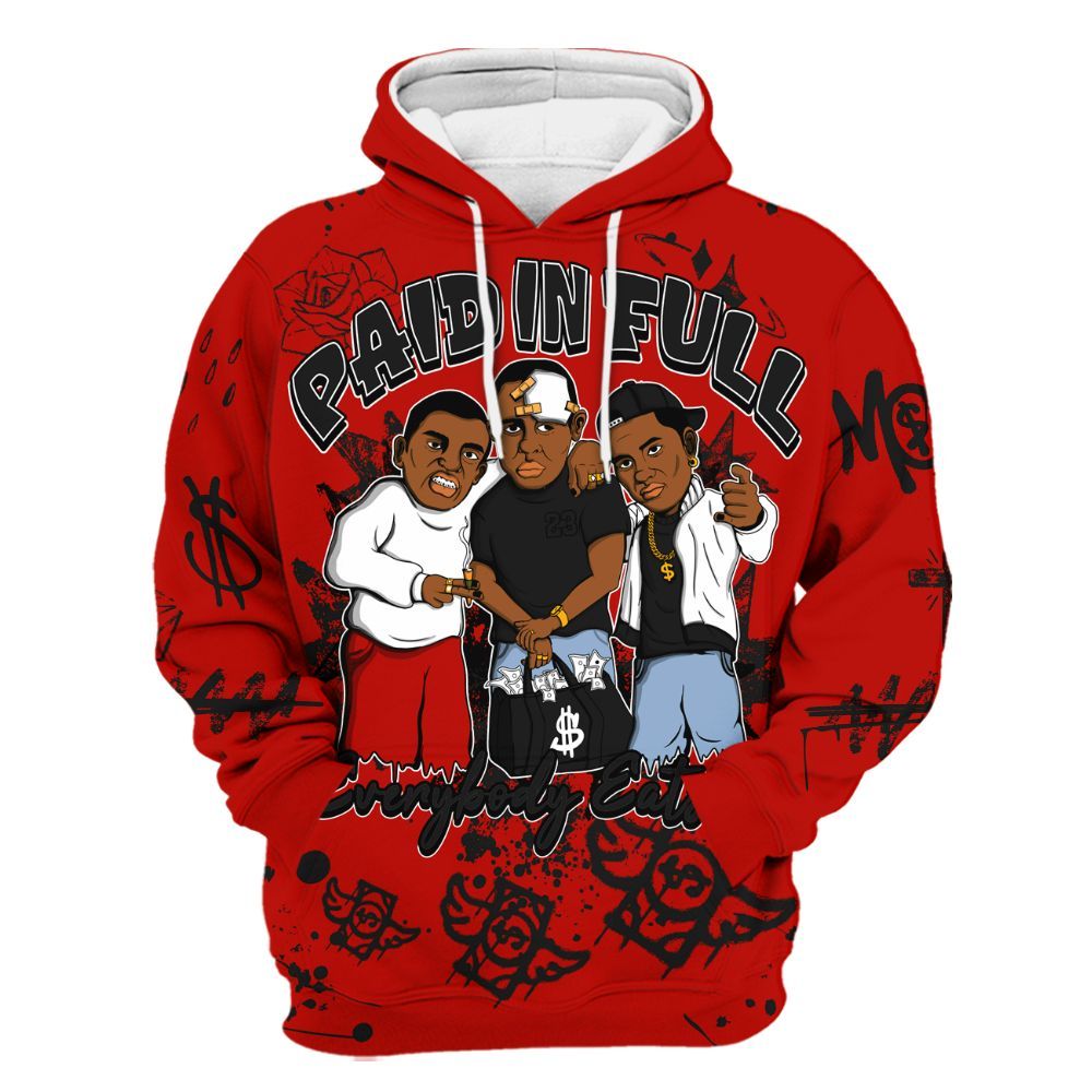 Hoodie To Match OG Fire Red 5s - Everybody Paid In Full Crayon All Over Print
