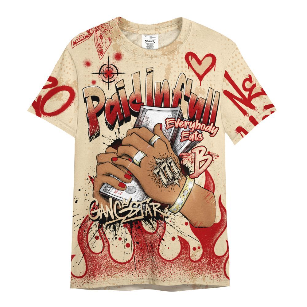 Shirt To Match Dunk Low Strawberry Waffle - Lucky Money Paid In Full Graffiti All Over Print