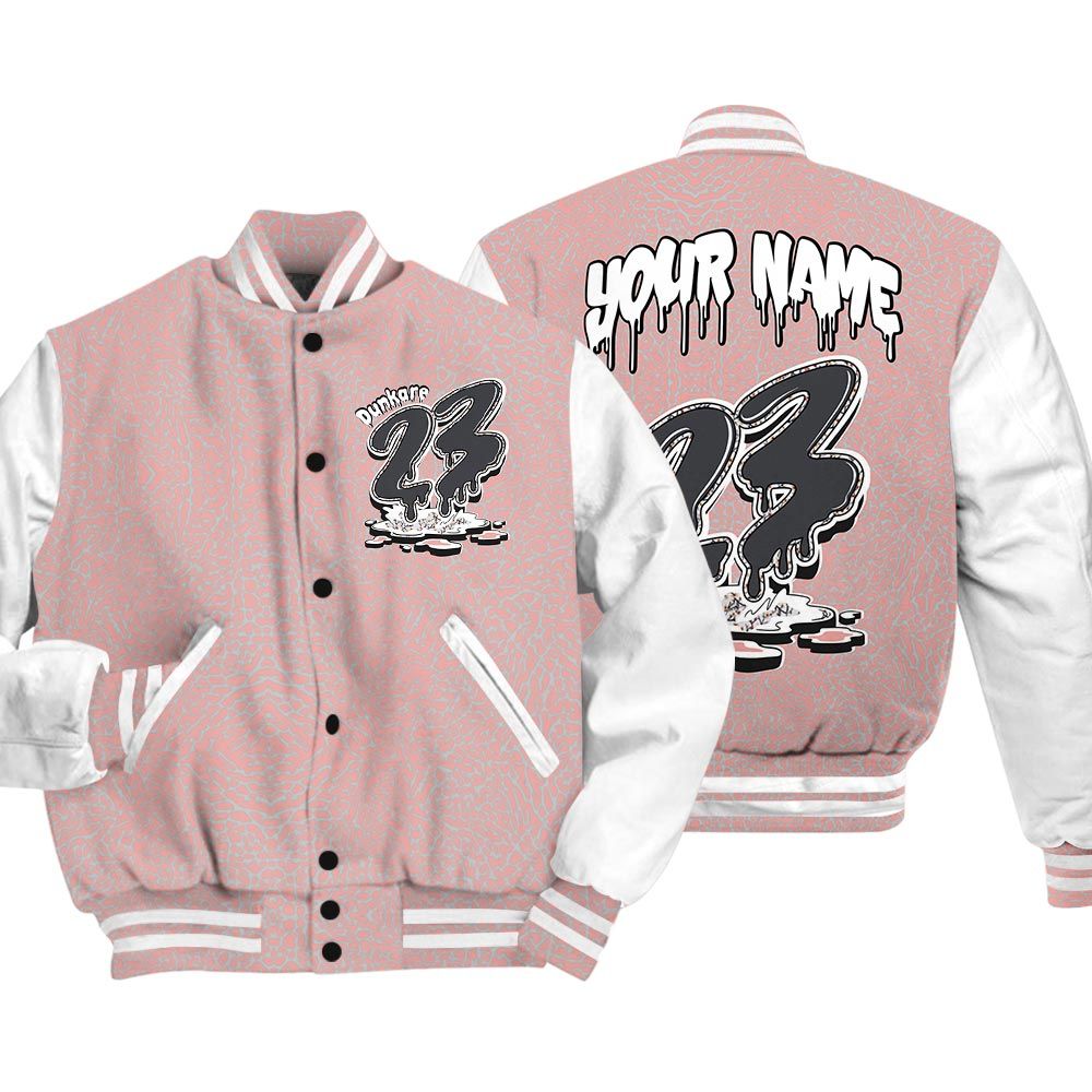 Varsity Jacket To Match Varsity Custom Name 23 Drip, Red Stardust 3s Baseball - To Match Sneaker Red Stardust 3s Graphic Tee 1904 HDT