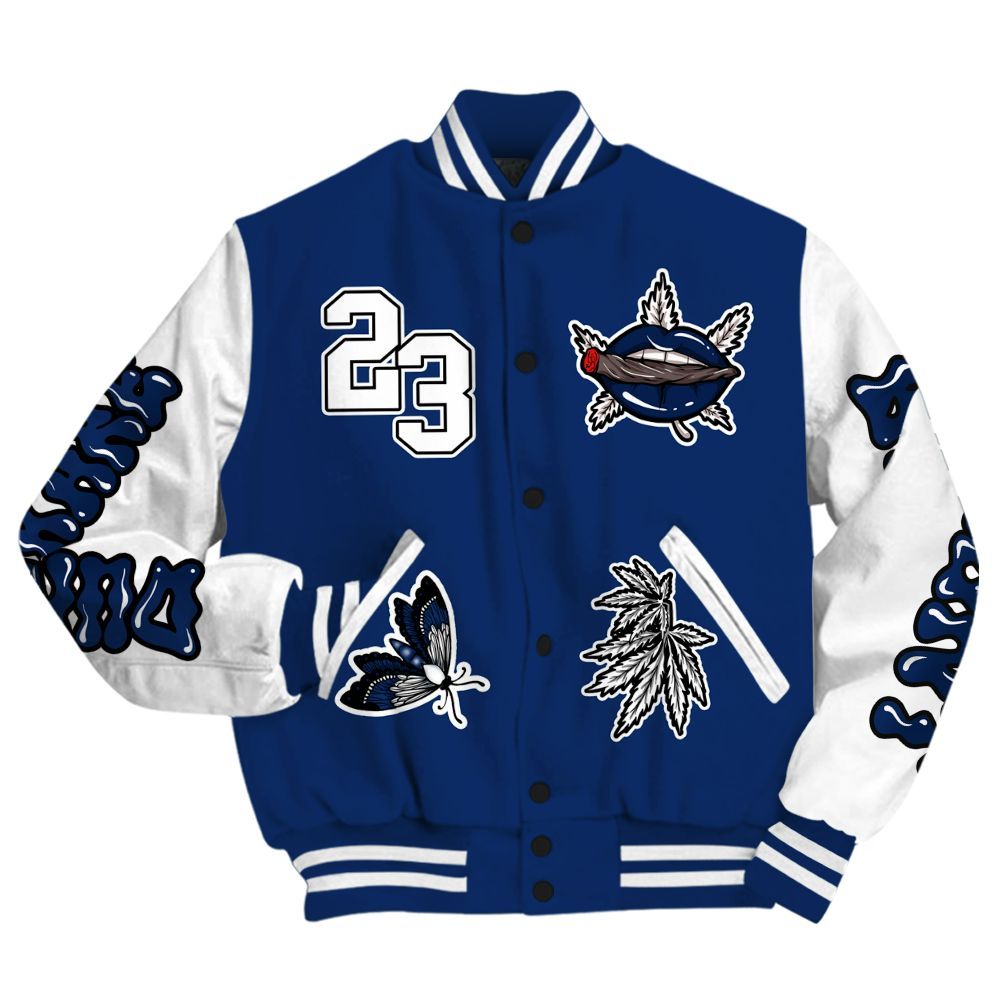 Varsity Jacket To Match High OG Deep Royal Blue 1s - Bluntz Unique All Over Print