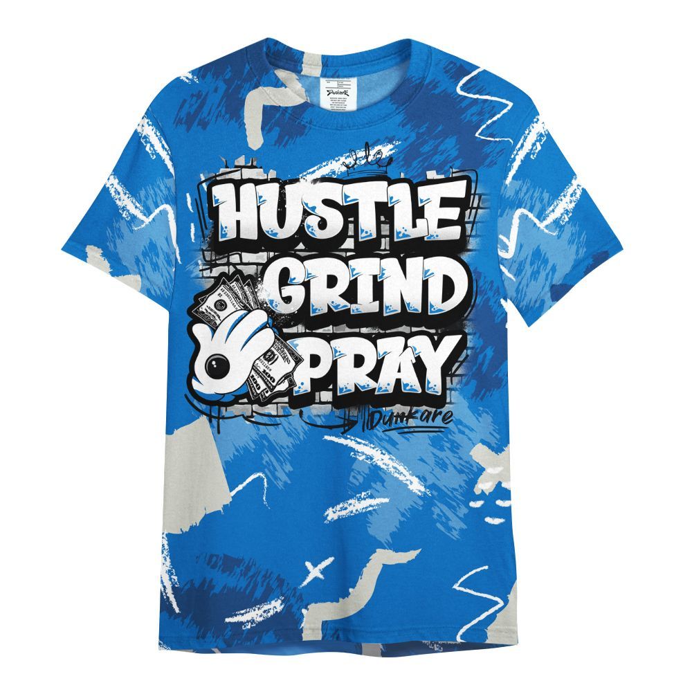 Shirt To Match Blueberry 12s - Hustle Grind Pray Retro All Over Print
