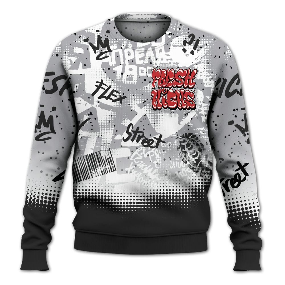 Sweatshirt To Match White Cement 4s - Fresh Kicks Bear Grunge All Over Print
