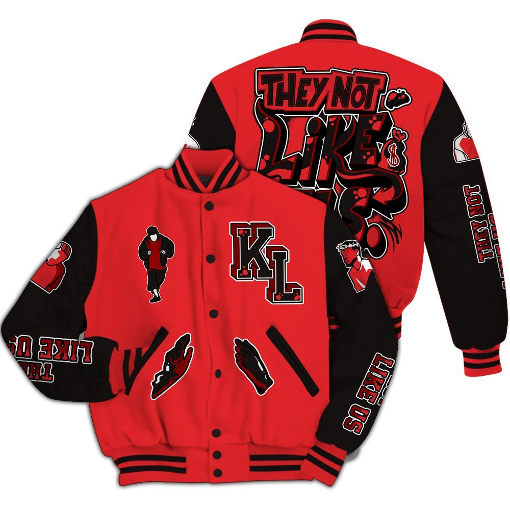 Varsity Jacket To Match Chile Red 9s - Dislike Us Graphic All Over Print