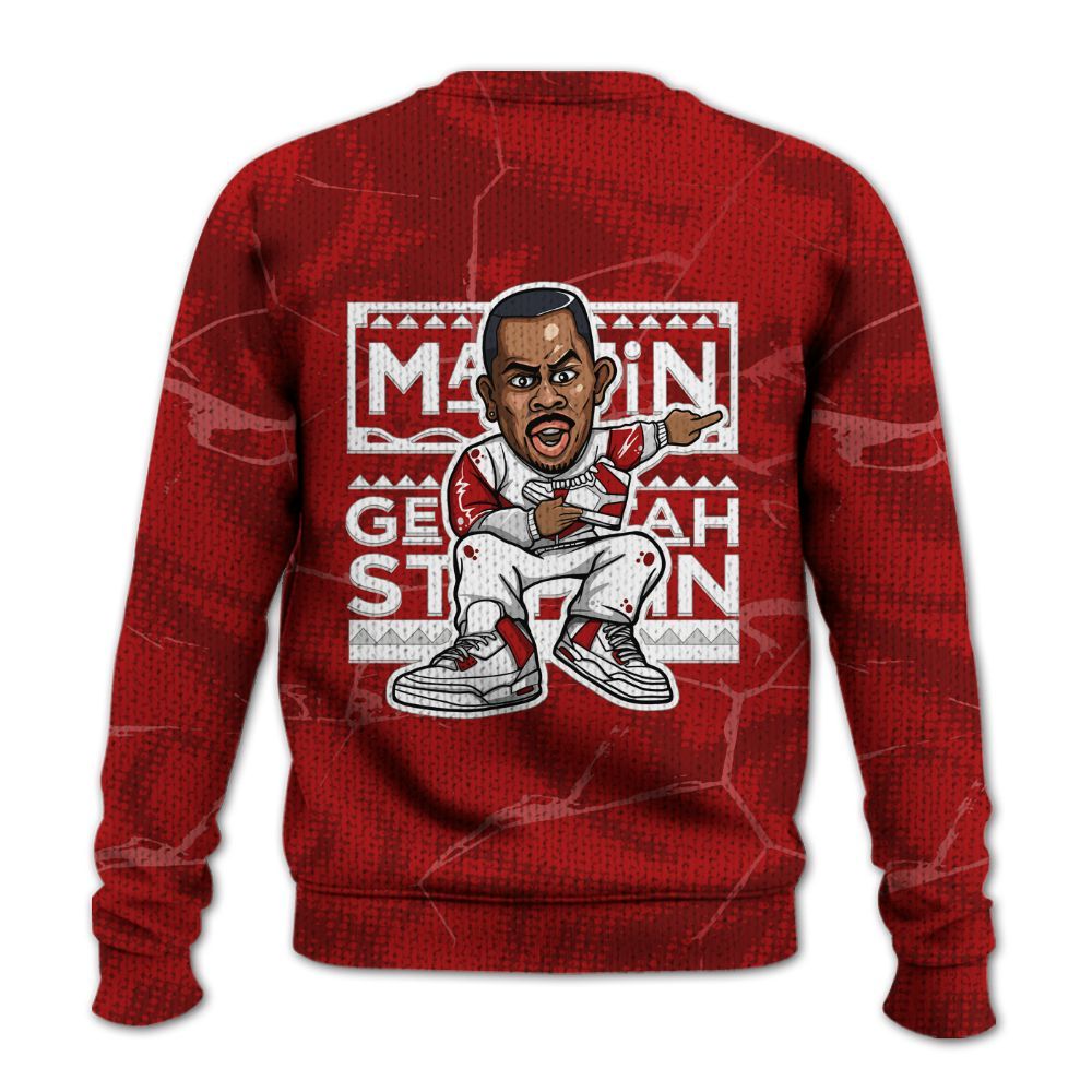 Knitted Sweater To Match Red Taxi 12s - Get Tag Sneakers Steppin' Graphic Crack