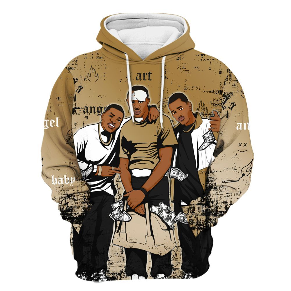 Hoodie To Match Max 96 Low Black White Gold - Paid In Full Money All Over Print