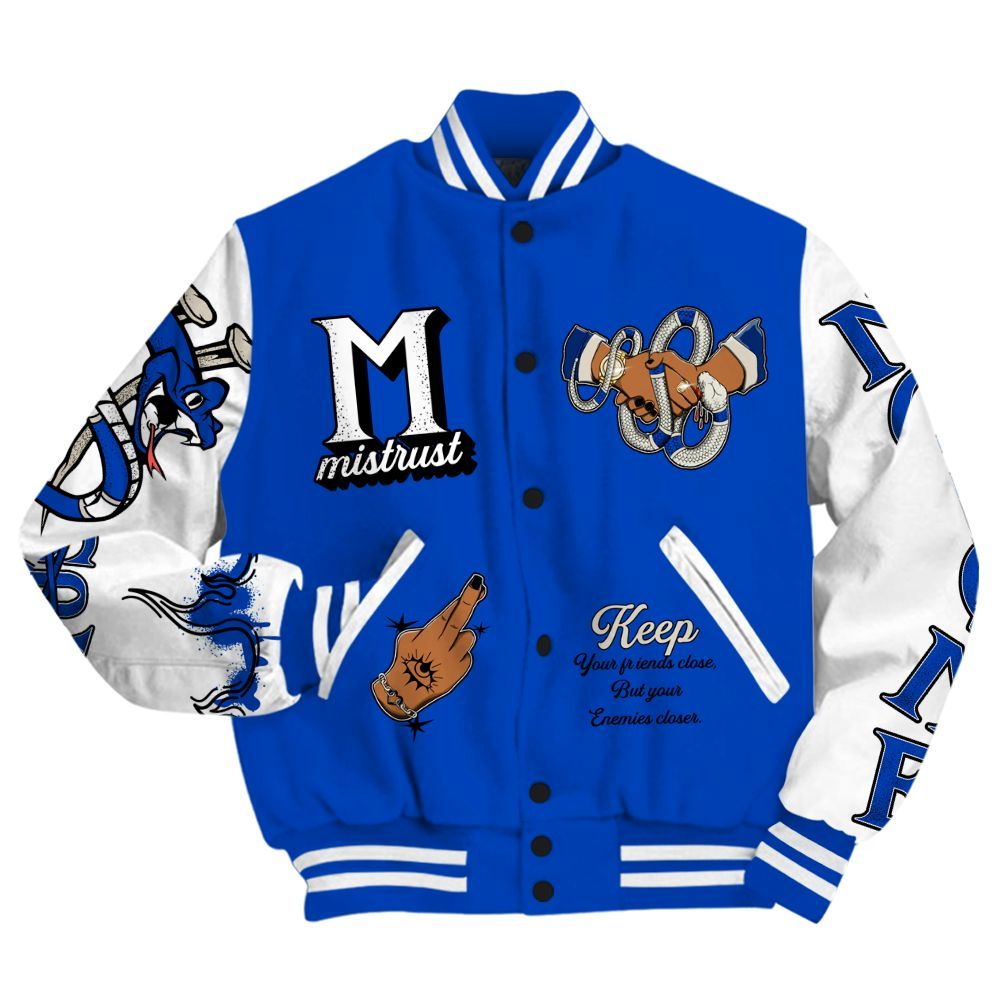 Varsity Jacket To Match Low Game Royal 1s - Trust No One Snake-Bite Street Style All Over Print