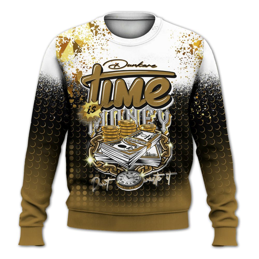 Sweatshirt To Match NET Gold 4s - Halftone Time Is Money All Over Print
