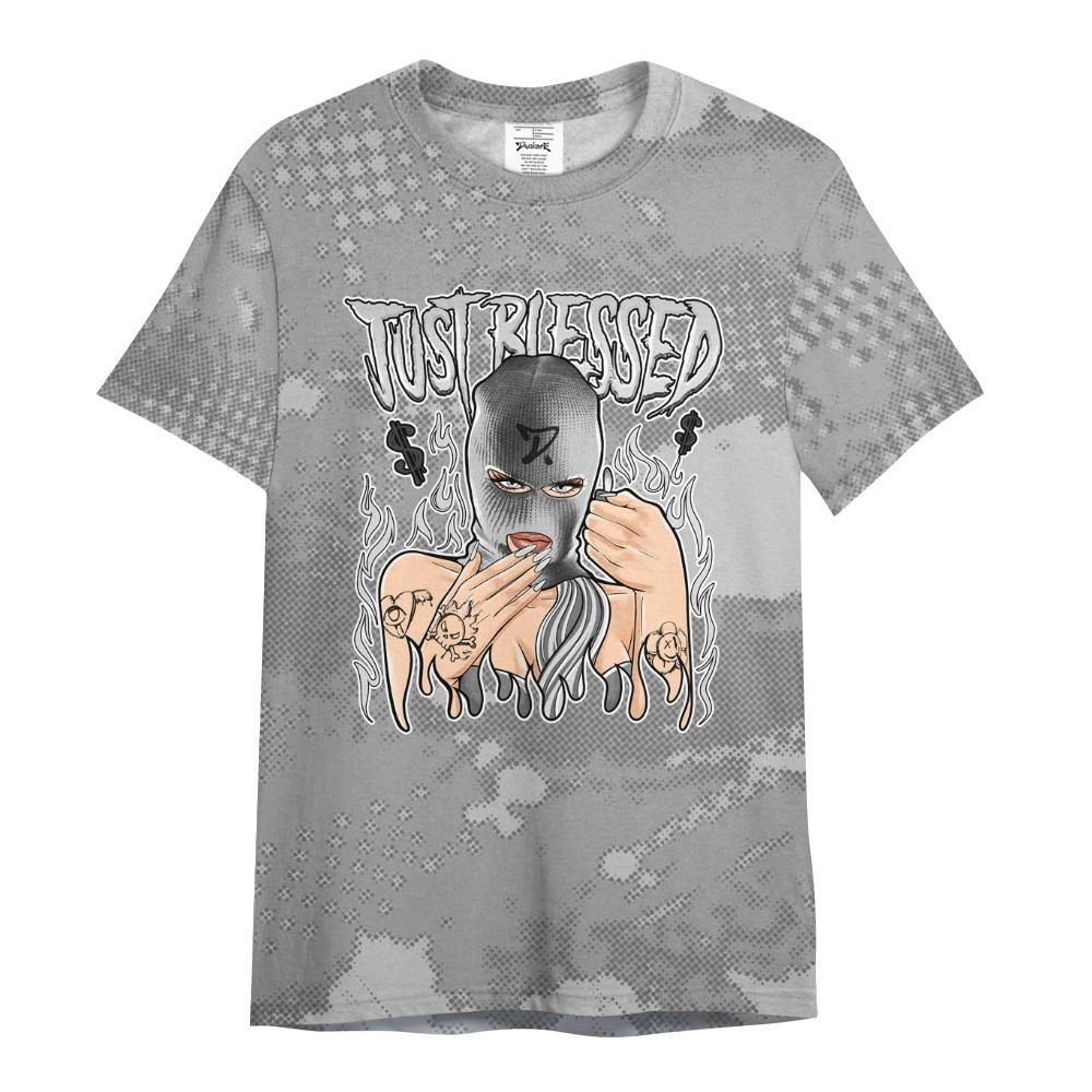 Shirt To Match Black Wolf Grey 12s - Blessed!! Smoke Dot All Over Print