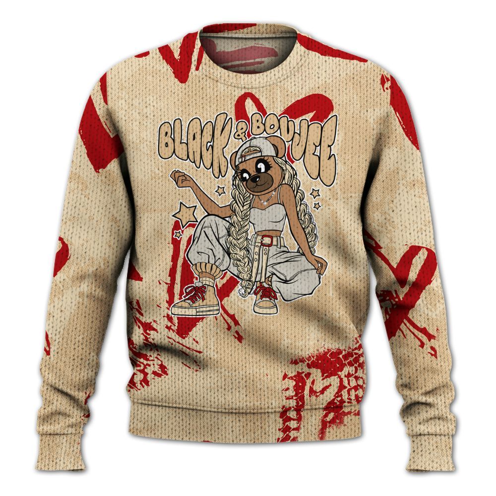 Knitted Sweater To Match Dunk Low Strawberry Waffle - Boujee Girls Bear Heart Grunge