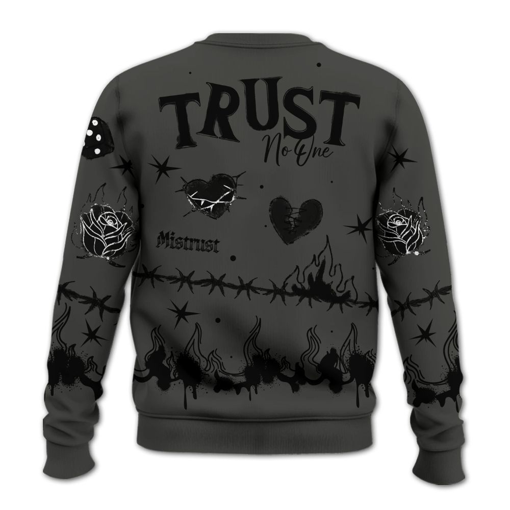 Sweatshirt To Match Dunk Low Skateboards Black - Trust No One Snake-Bite Doodle Crayon All Over Print
