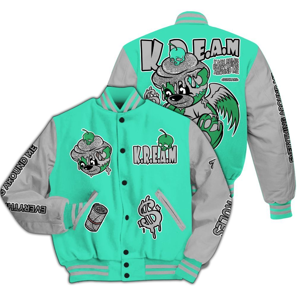 Varsity Jacket To Match Black Green Glow 3s - Loot Bear All Over Print
