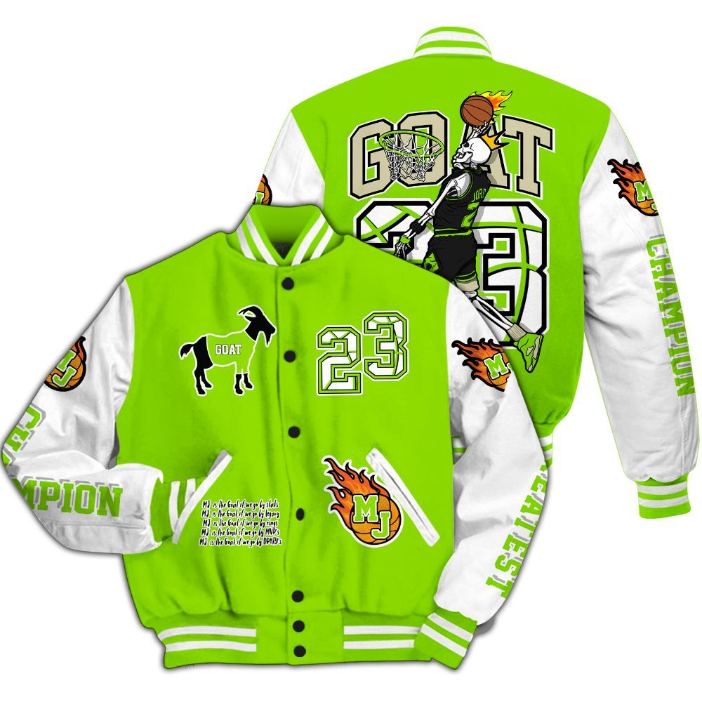 Varsity Jacket To Match Electric Green 6s - 23 G.0.A.T Jump Up Basketball All Over Print