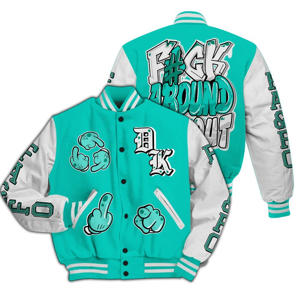 Varsity Jacket To Match Dunk Low Clear Jade - F Around Find Out Graphic All Over Print
