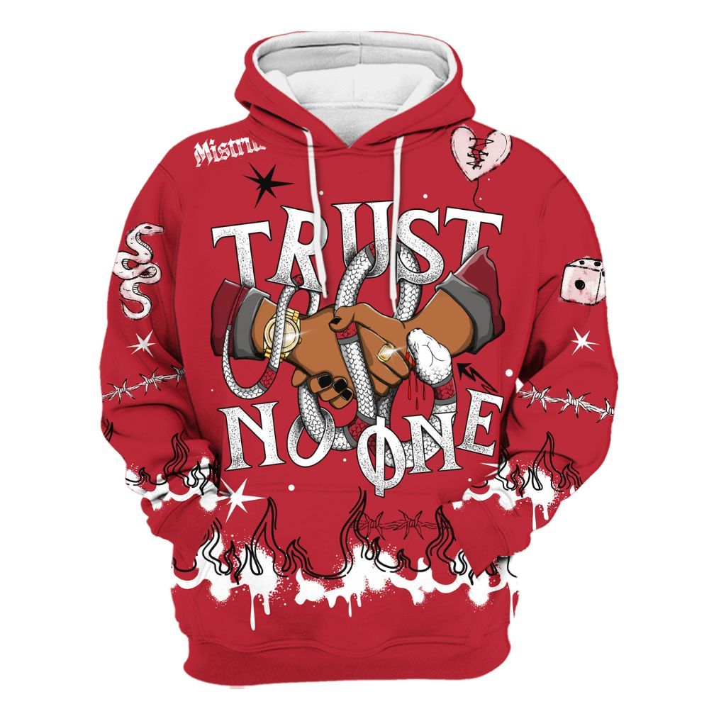 Hoodie To Match Red Flint 13s - Trust No One Snake-Bite Doodle Crayon All Over Print