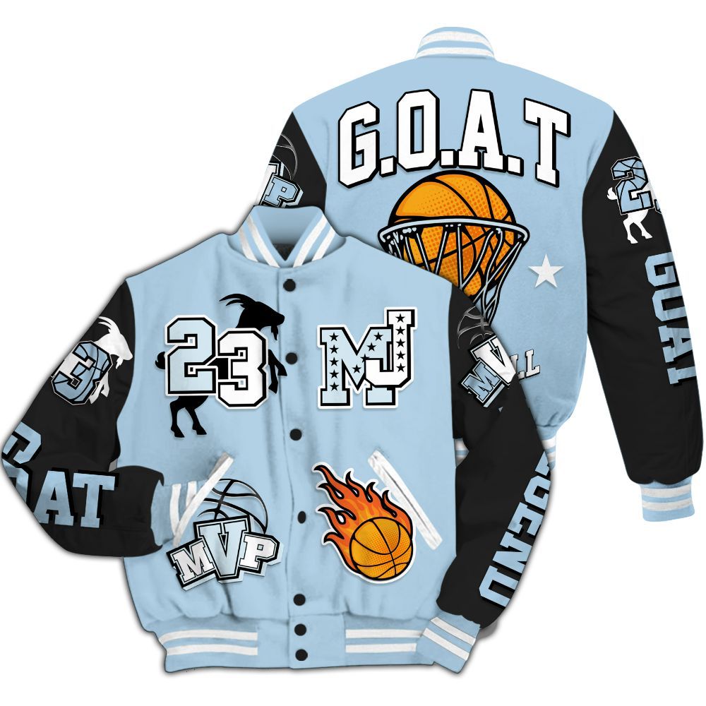 Varsity Jacket To Match Foamposite One Psychic Blue - 23 Goat MVP Basketball All Over Print