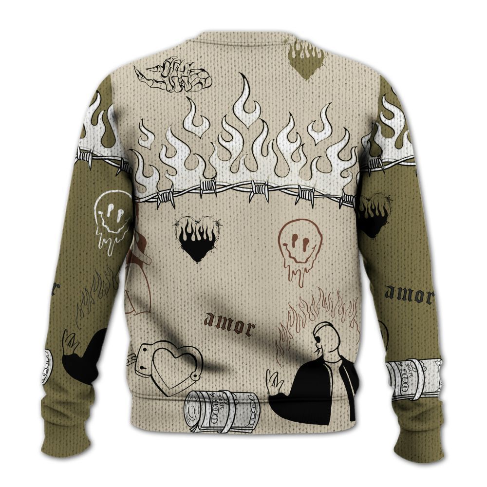 Sweater To Match Sail Neutral Olive 6s - Snake Trust No One Graphic