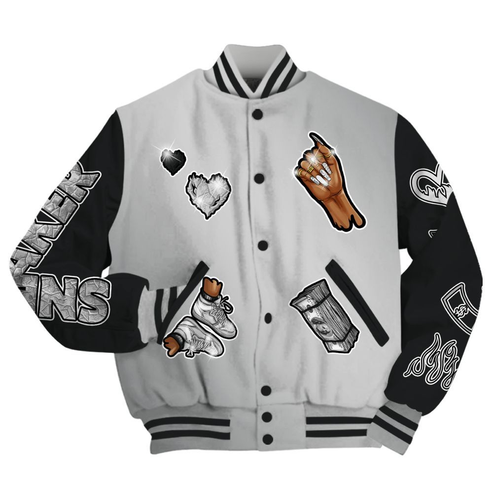 Varsity Jacket To Match Metallic Silver 14s - Sneakerz Girlz All Over Print