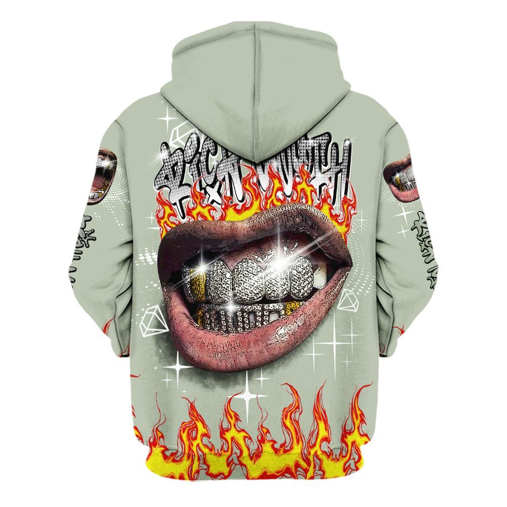 Hoodie To Match Seafoam Sail 4s - Rich Mouth Fire Rap Retro 90s All Over Print