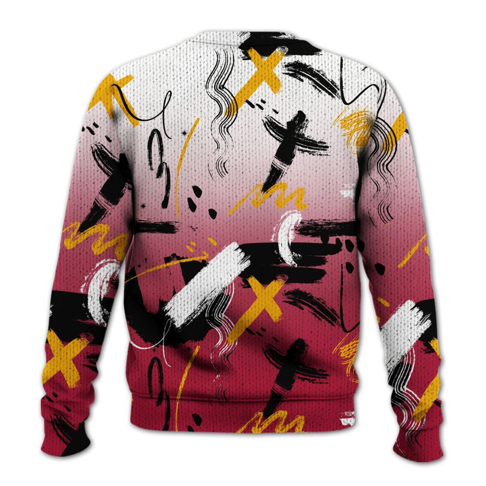 Knitted Sweater To Match Cardinal 7s - Money Hustle Grind Pray