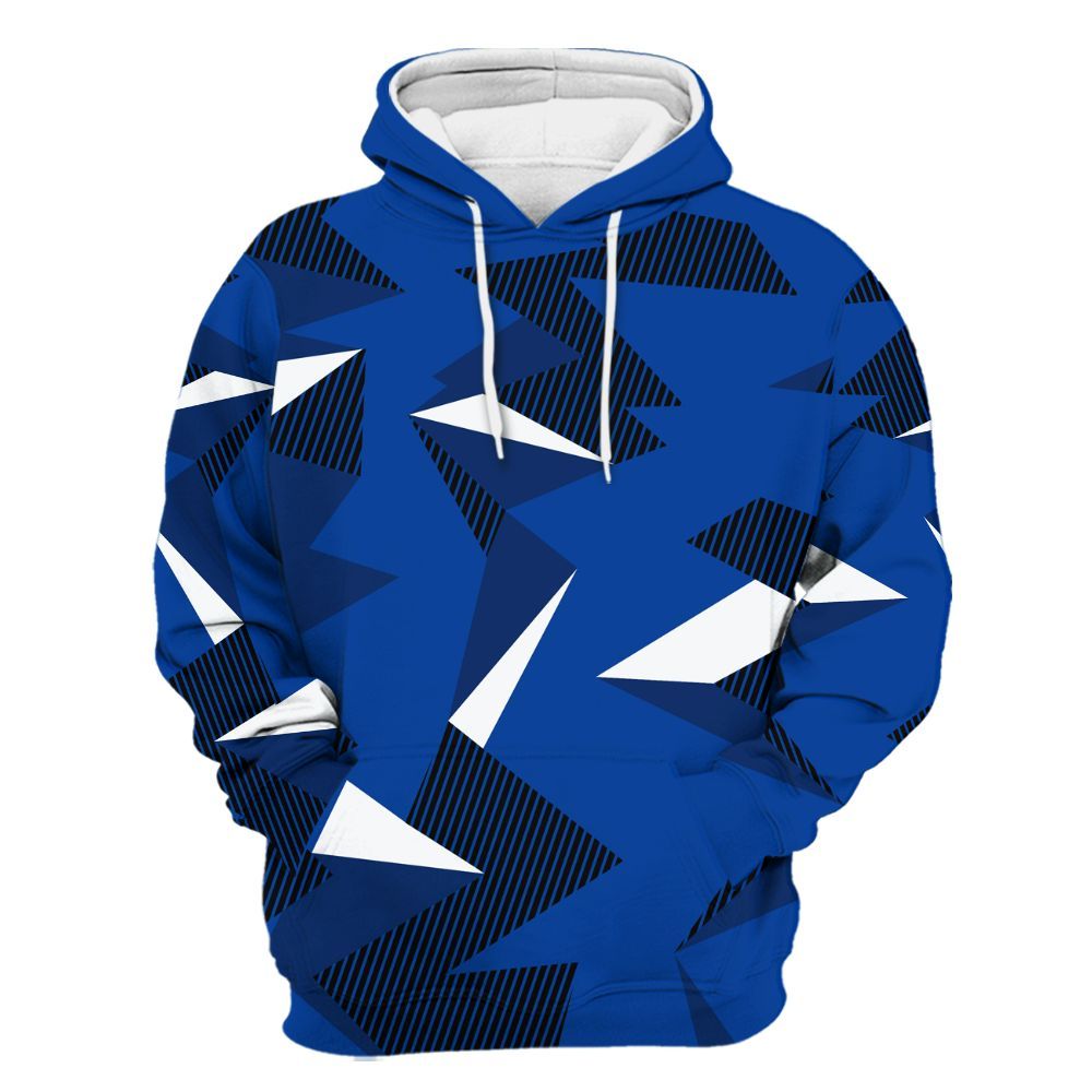 Hoodie To Match Hyper Royal 12s - Geometric Camouflage Pattern All Over Print