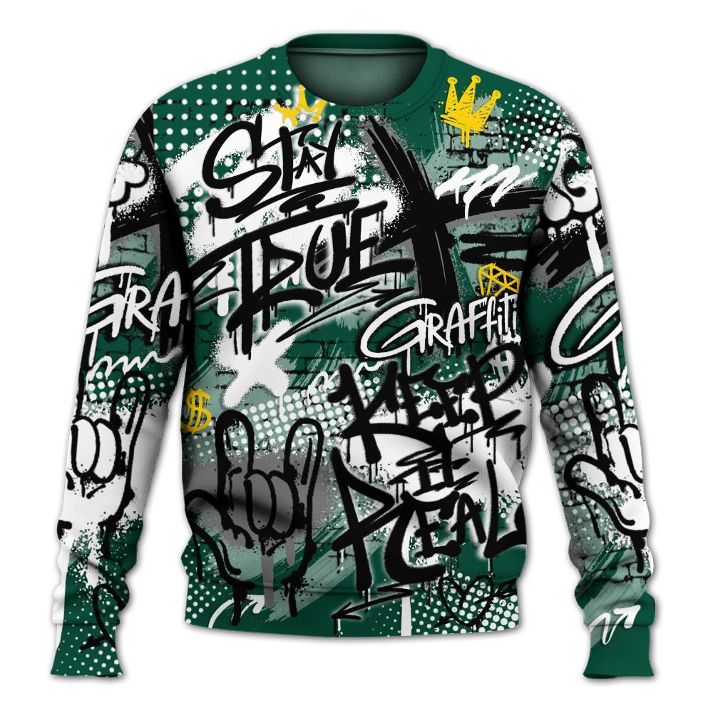 Sweatshirt To Match Oxidized Green 4s - True It Real Graffiti Streetwear All Over Print