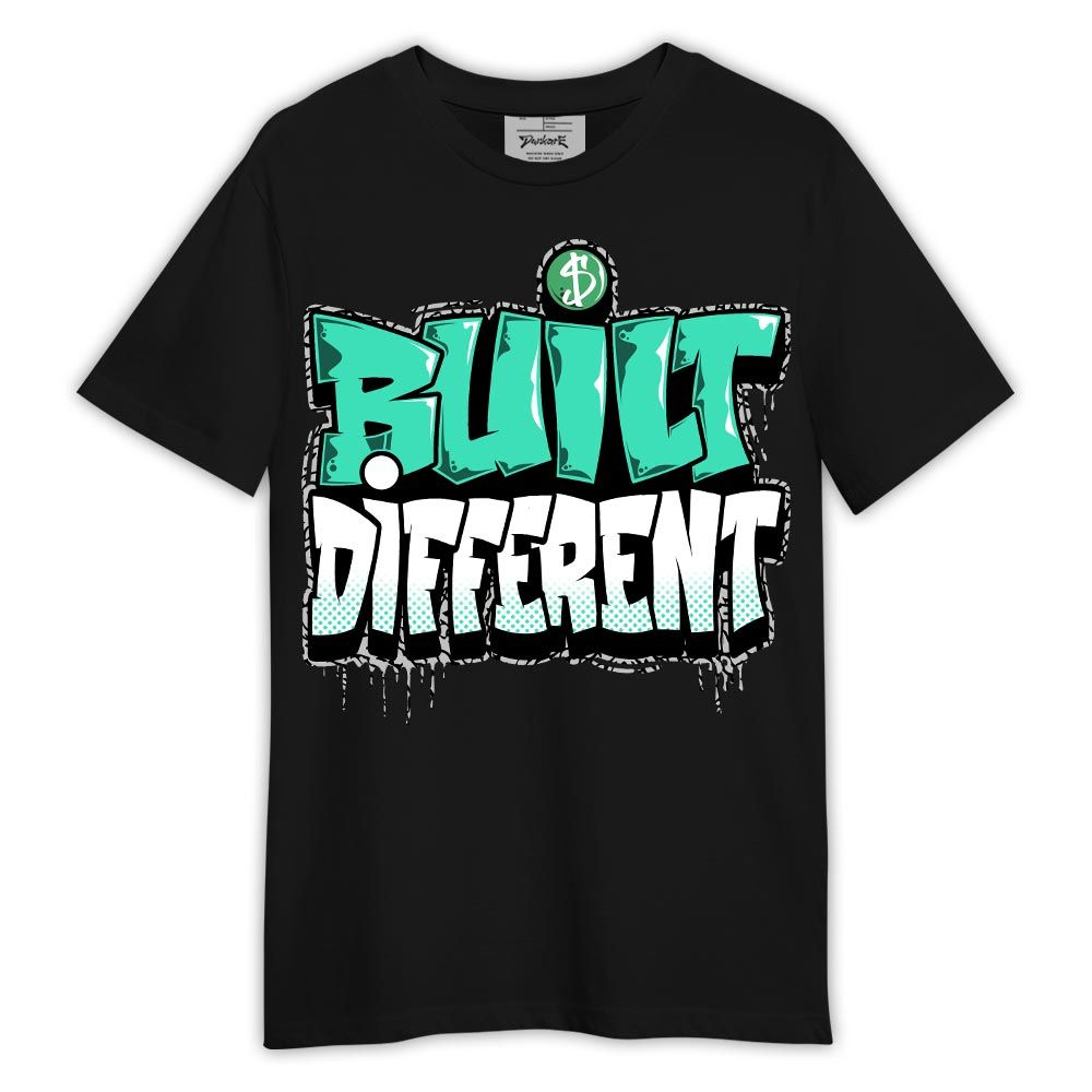 Shirt To Match Black Green Glow 3s - Graphic Built Different Shirt Green Glow 3s Outfit