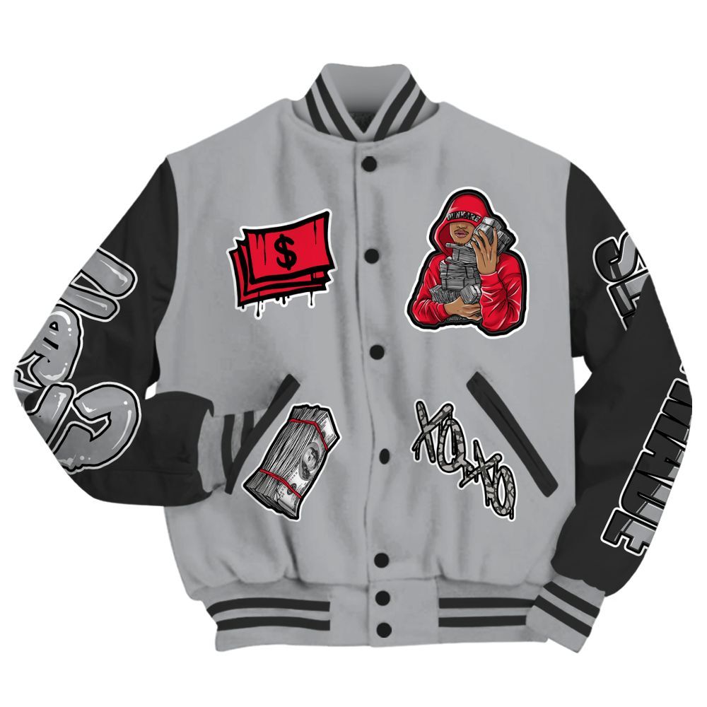 Varsity Jacket To Match Black Cement 3s - Selfmade Unique All Over Print