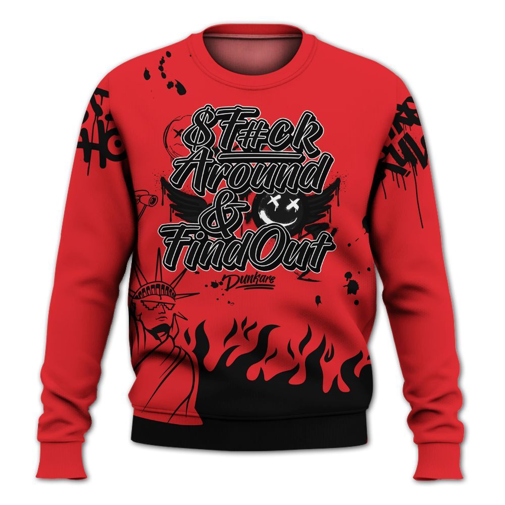 Sweatshirt To Match Prime 93 Fire Red - Graphic Fck Around Find Out All Over Print