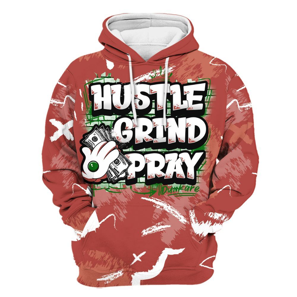 Hoodie To Match Dune Red 13s - Hustle Grind Pray Retro All Over Print