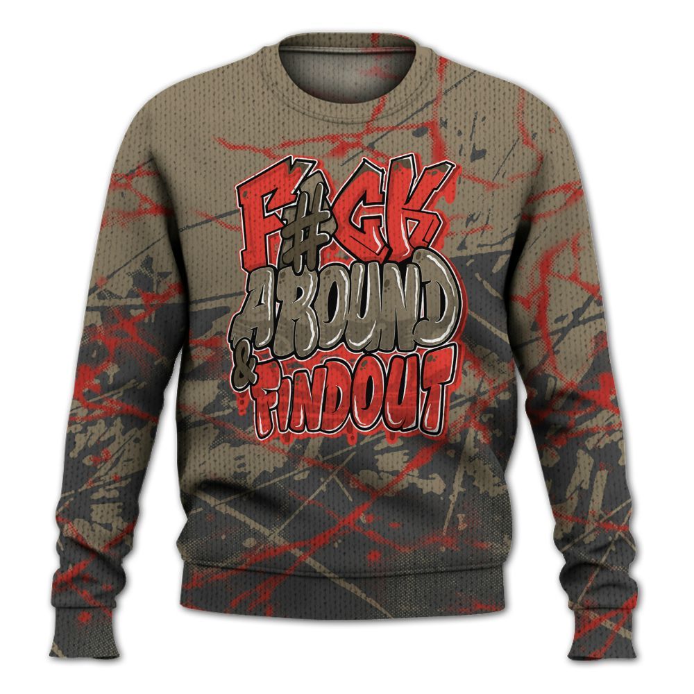 Knitted Sweater To Match Olive 9s - F Around Find Out Graphic Profound