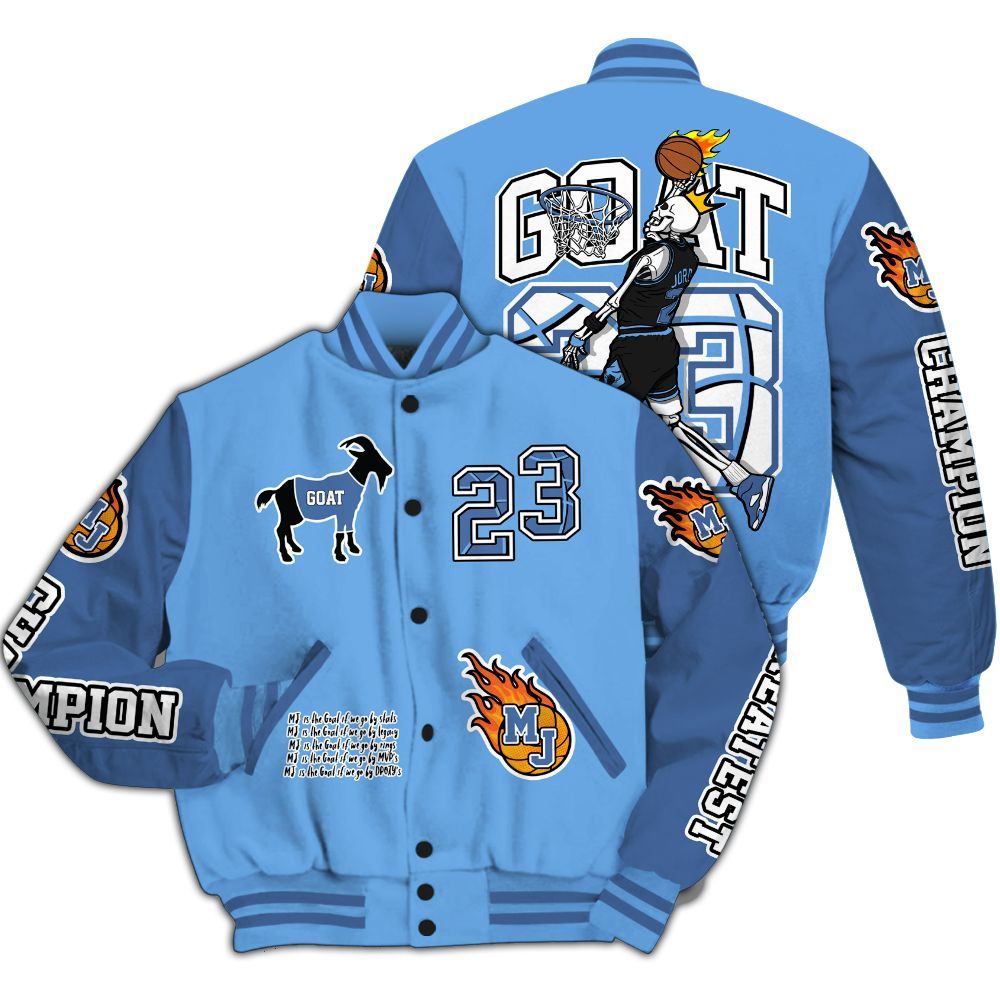 Varsity Jacket To Match University Blue 6s - 23 G.0.A.T Jump Up Basketball All Over Print