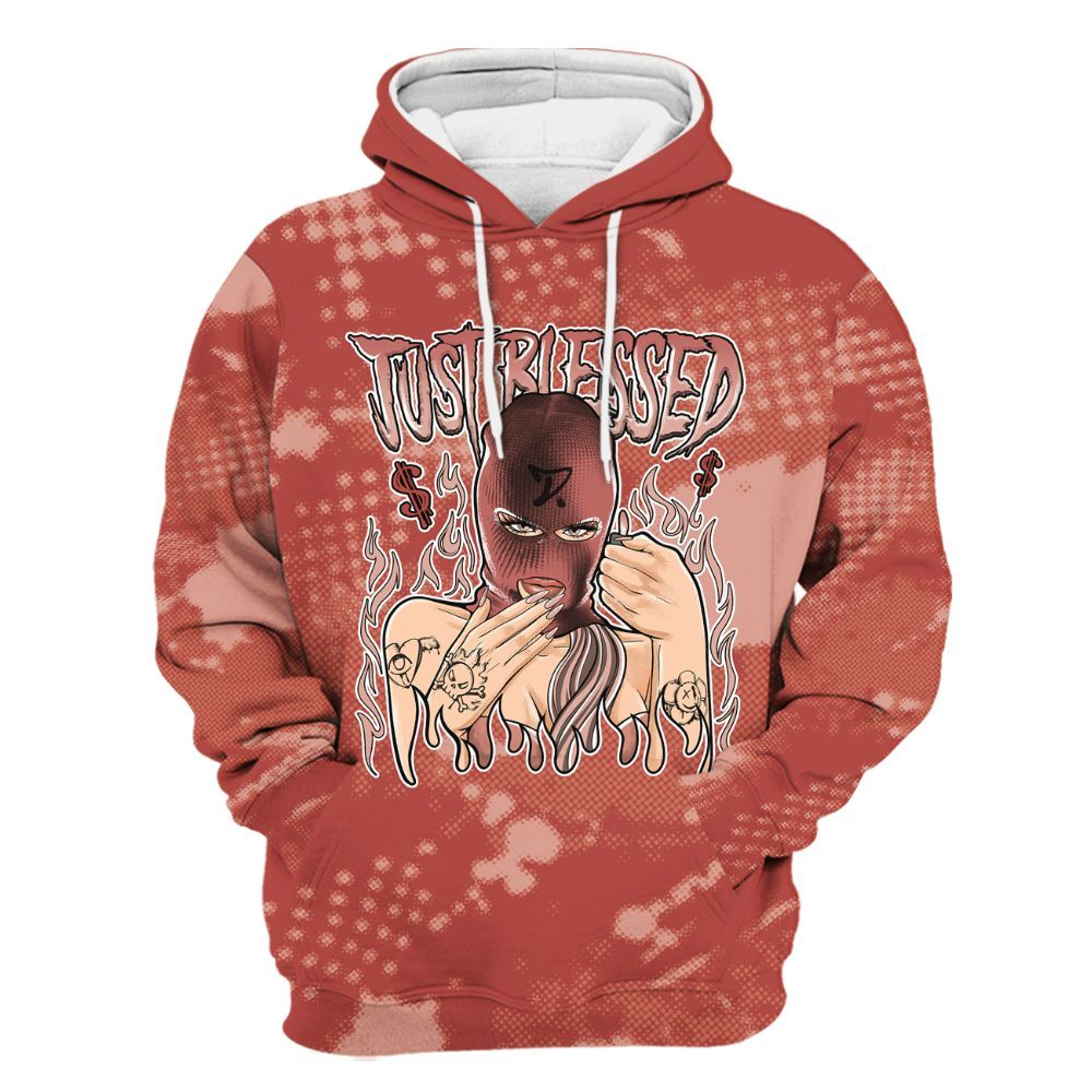 Hoodie To Match Dune Red 13s - Blessed!! Smoke Dot All Over Print