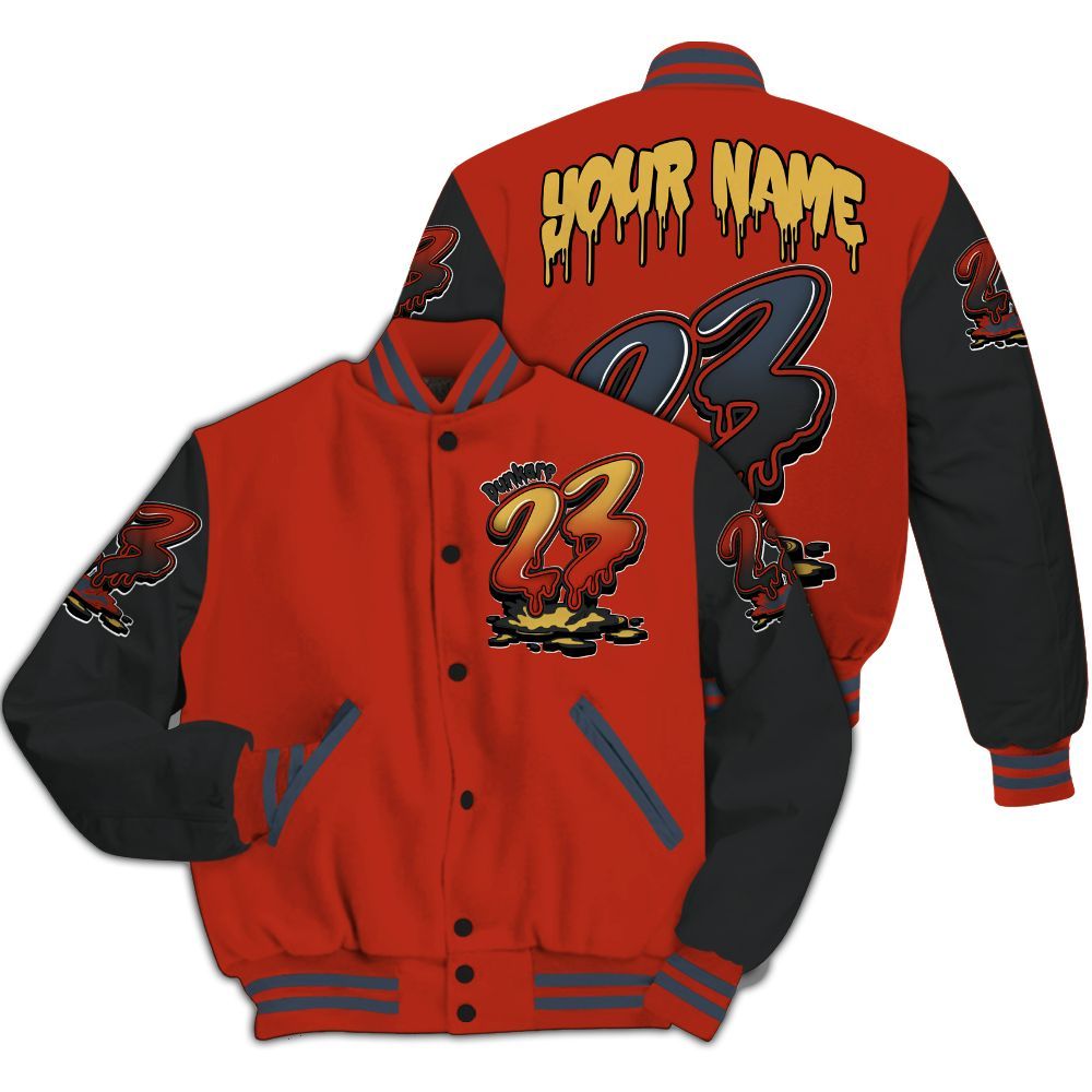 Varsity Jacket To Match Low Lucky Cat 1s - Custom Name 23 Drip All Over Print